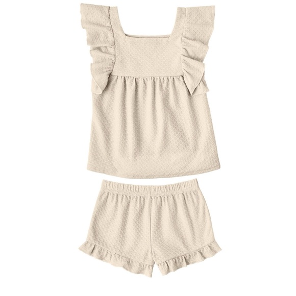 Kids Cream Ruffle Matching Set - Picture 3 of 6